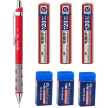 Notpa Rotring Tikky 0.7 Kırmızı Kalem Faber 3 Silgi ve 3 Min Uç