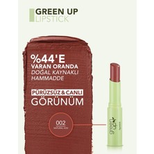 Flormar Kremsi Dokulu Yoğun Pigmentli Vegan Ruj (Kızıl Kahve) - Green Up Lipstick - 002 - 4251903322171