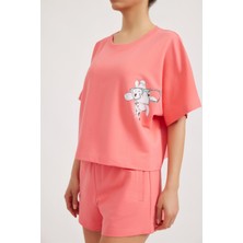 Kadın Fun Giraffe T-shirt Pembe