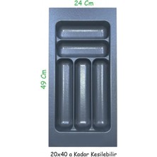 Starax S-2281-G Çekmece Içi Plastik Kaşıklık Gri En:24-20 D:49-40 cm Arası Kesilir 5 Göz