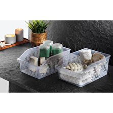 Fevito Buzdolabı Sepeti Istiflenebilir Kutu Dolap Içi Organizer 6 Adet Sepet Şeffaf 30X20X13 cm No:3