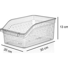 Fevito Buzdolabı Sepeti Istiflenebilir Kutu Dolap Içi Organizer 6 Adet Sepet Şeffaf 30X20X13 cm No:3