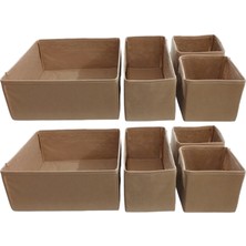 Balkan Room 8'li Bej Çekmece Içi Düzenleyici Organizer Set - Çok Amaçlı Dolap Içi Kutu Seti