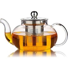 Biradlı Çelik Süzgeçli Cam Demlik 600 ml