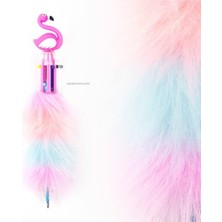 Mikro Pembe Renkli Flamingo Peluş Tükenmez Kalem Mikro Peluş Tükenmez