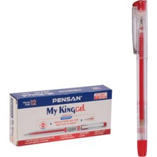 Pensan 6405 My-King Jel Tükenmez Kalem Metal Klips 0.5 mm Kırmızı (12 Li Kutu)