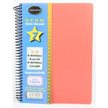 Defne Star Spiralli A4 Plastik Kapak Ayraçlı Defter 5 Kareli+2 Çizgili 175 Yaprak