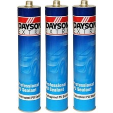 Dayson Extra Mastik Poliüretan Siyah Silikon Pu 280 ml Çelik Silikon Başlıklı Renk Siyah 3 Adet