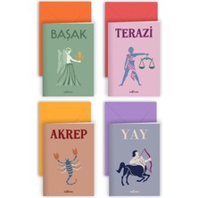 Le Color 4'lü Set Burç Astroloji 10X15 Hediye Tebrik Kartı- Başak Terazi Akrep Yay