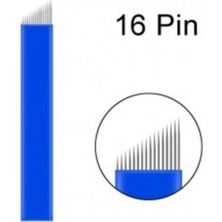 Kozmetiklab 10 Adet 16 Pin Mavi Kalıcı Makyaj Dövme Microblading Iğnesi