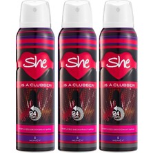 She Is A Clubber Kadın Deodorant 150 ml - 3 Adet Clubber 3'lü