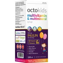 Ava Octokids Inülin, Propolis ,arı Sütü, Kara Mürver, Ekinezya, Betaglukan (12 Vitamin & 7 Mineral) 150 ml Şurup