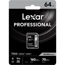 Lexar 64GB Professional 1066X Uhs-I Sdxc Memory Card (Silver Series)