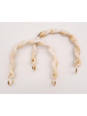 Angel Çanta Aksesuar 13 cm Burgu Model Bej Renk Yaylı Halkalı Akrilik Çanta Sapı