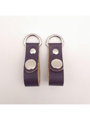 Angel Çanta Aksesuar Mor Gerçek Deri Çıtçıtlı Sapucu Böce Gümüş Metalli