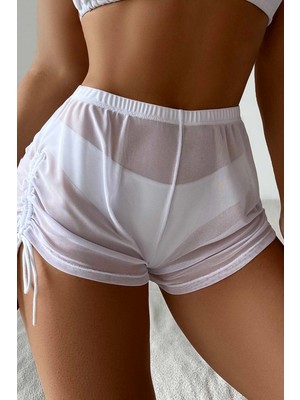 Angelsin Tül Plaj Şortu Pareo Cover Up Kimono