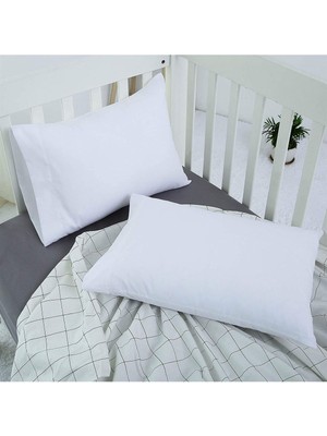 Devigo 2li Set Beyaz Bebek Yastık Kılıfı 35X45 %100 Pamuklu Kapaklı