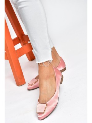 Fox Shoes P726776304 Pudra Saten Kumaş Kadın Babet