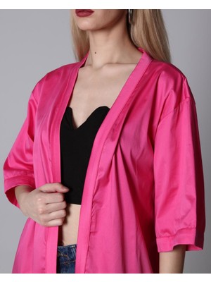 Salve Kadın Pembe Kuşaklı Saten Kimono KİM01