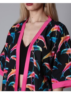 Salve Kadın Multicolor Kuşaklı Saten Kimono KİM02