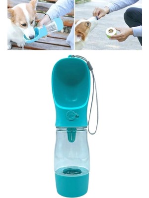 Epazzar 2 Adet Hazneli Suluk Seyahat Kabı Kedi Köpek Mama Su Sızdırmaz Kilitli Matara 380ML 2 Adet