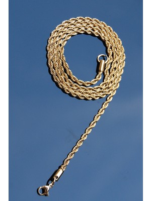 Rua Jewelry Burgu Halat Model Zincir Paslanmaz Çelik Kolye Altın Renk - 3mm 2 Yıl Garantili