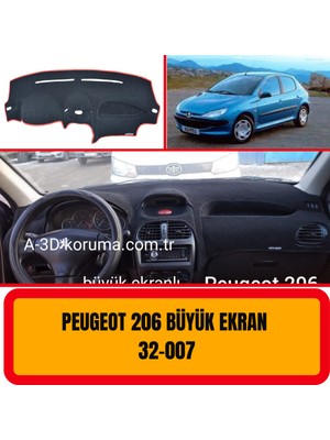 A3D Torpido Koruma Peugeot 206 Büyük Ekran Torpido Koruma - Torpido Koruyucu - Kılıfı - Halısı - Örtüsü - Yedek parça - Otoaksesuar - Ön Gögüs - Panel