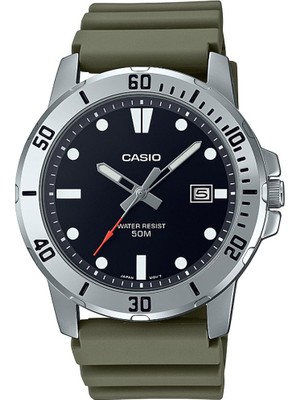 Casio MTP-VD01-3EVUDF Standart Erkek Kol Saati 5 ATM Suya Dayanıklı Siyah Kadran ve Yeşil Kordon