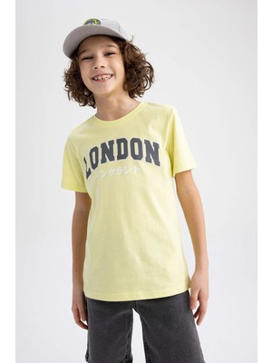 DeFacto Erkek Çocuk Bisiklet Yaka Baskılı Kısa Kollu Tişört Z9320A623HS