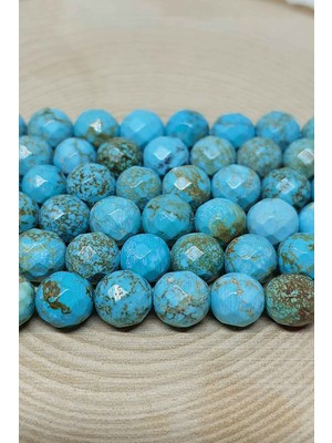 Yaşam Tohumu Turkuaz Taşı Damarlı Faset Kesim Dizi 8mm