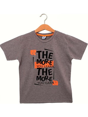 Baby Mini The More Baskılı Erkek Tshirt - Baby Mini Turkey - Tshirt - Gri - 9 Yaş - CS2023000025-3047