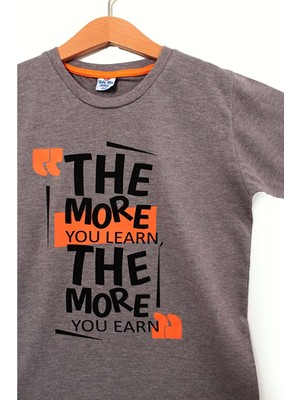 Baby Mini The More Baskılı Erkek Tshirt - Baby Mini Turkey - Tshirt - Gri - 9 Yaş - CS2023000025-3047