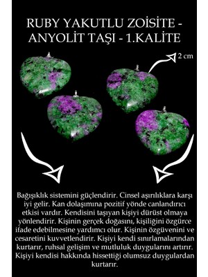 Tesbih Atölyesi Kalp Kesim Ruby Zoisite - Anyolit Taşı Kolye