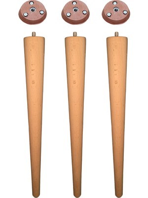Vera Hediyelik Eşya 3'lü Ahşap Ayak 49 cm Konik Sehpa Ayağı-Sandalye-Tabure-Masa Ayağı Çap:4,6cm UZUNLUK:49CM 3301000000445