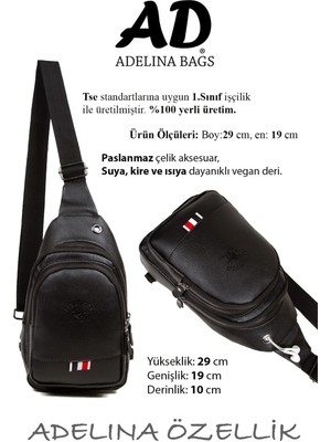 Adelina Bags Siyah Vardy Göğüs ve Omuz Çantası Çapraz Askılı Body Bag