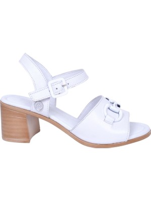 Mammamia D23YS-1175 Kadın Beyaz Deri Sandalet