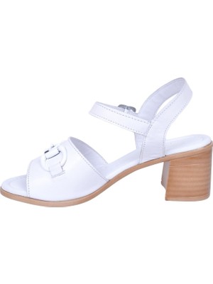 Mammamia D23YS-1175 Kadın Beyaz Deri Sandalet