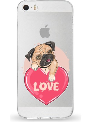Printify Apple iPhone 5 Uyumlu Kapak Loverdog Tasarımlı Şeffaf Silikon Kılıf