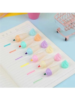 Dream Plus Mini Külahlı Dondurma Tasarımlı 6’lı Keçeli Kalem Fosforlu Kalem Seti Highlighter Pen