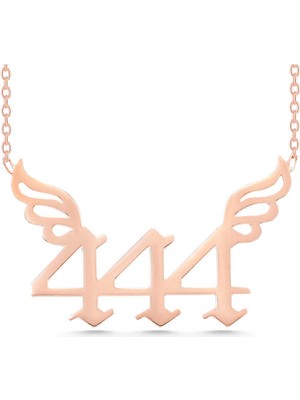 925 Gümüş Gümüş Rose 444 Melek Sayısı Kadın Kolye