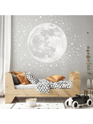 Lizpo Decor Bebek Odası ve Çocuk Odaları Için Soluk Ay Yıldız Sticker Duvar Çıkartması