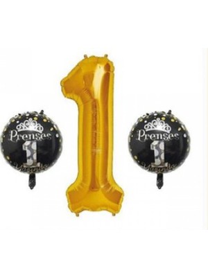 Kidspartim 1 Yaş Gold Prenses 3 Lü Folyo Balon
