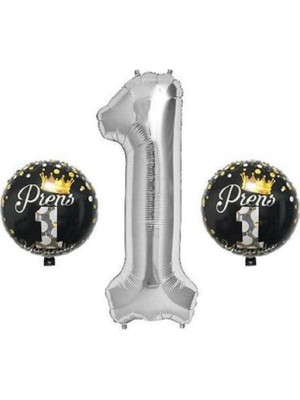 Kidspartim 1 Yaş Gümüş Prens Folyo Balon