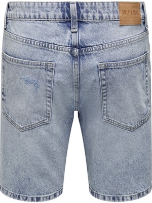 Only & Sons Rahat Erkek Denim Şort 22024848_ONSEDGE L. Blue Destroy 48