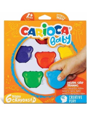 EC Shop Baby Carioca Teddy Şekilli Kirletmeyen Mum Boyalar 6'lı 0 - 24 Ay Eğlenceli Tasarım
