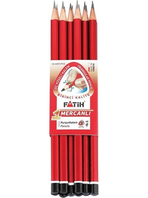 Fatih 12'li Mercanlı Siyah Kurşun Kalem, 12'li Kurşun Kalem