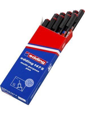 Edding 147S Asetat Kalemi Permanent S Seri 0.3 mm Kırmızı (10 Lu Kutu)