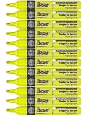 Brons Doldurulabilir Sarı Fosforlu Kalem 12'li 4,5 mm Kesik Uçlu Kalem Seti