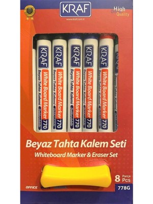 Kraf Beyaz Tahta Kalemi & Silgi Set 8 Li 778G