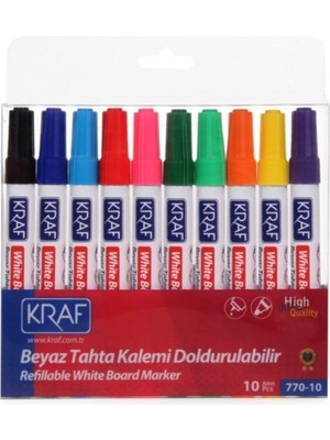 Kraf 770 Doldurulabilir Beyaz Tahta Kalemi 10'lu Set